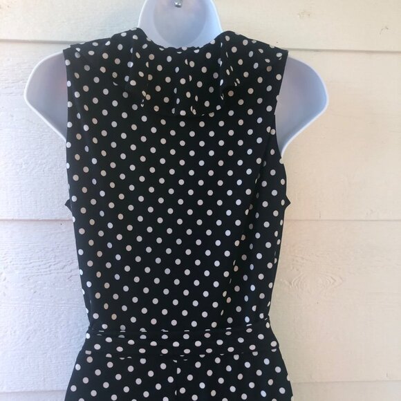 Chaps Size Medium Flirty Sleeveless Ruffled Polka Dot V-Neck Summer Dress - Picture 12 of 14
